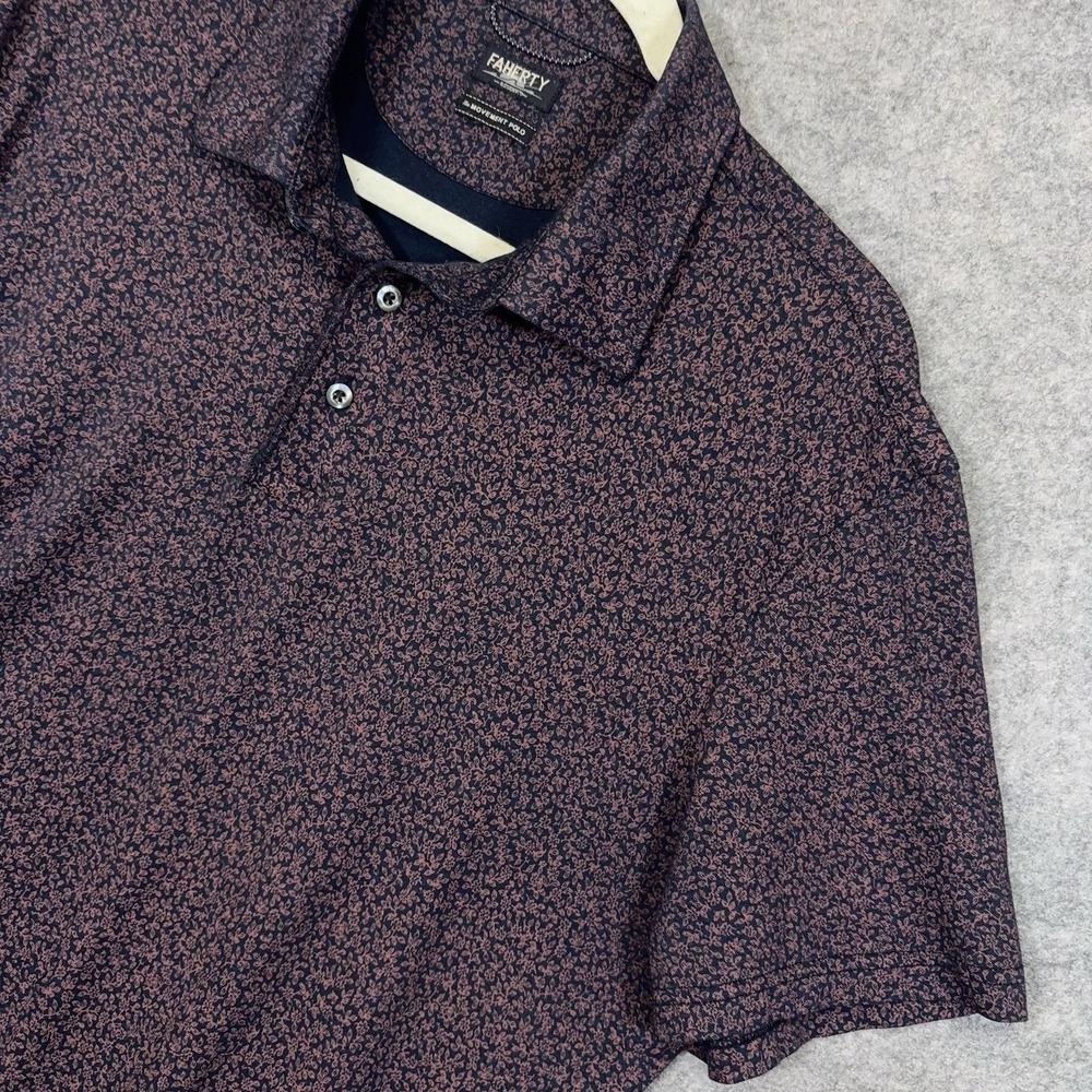 Faherty Movement Polo Mens XL Blue Pink Floral Stretch Lightweight